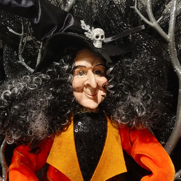 Halloween Witch Wreath Enchanted Forest Deco Mesh Bows - Picture 4 of 8